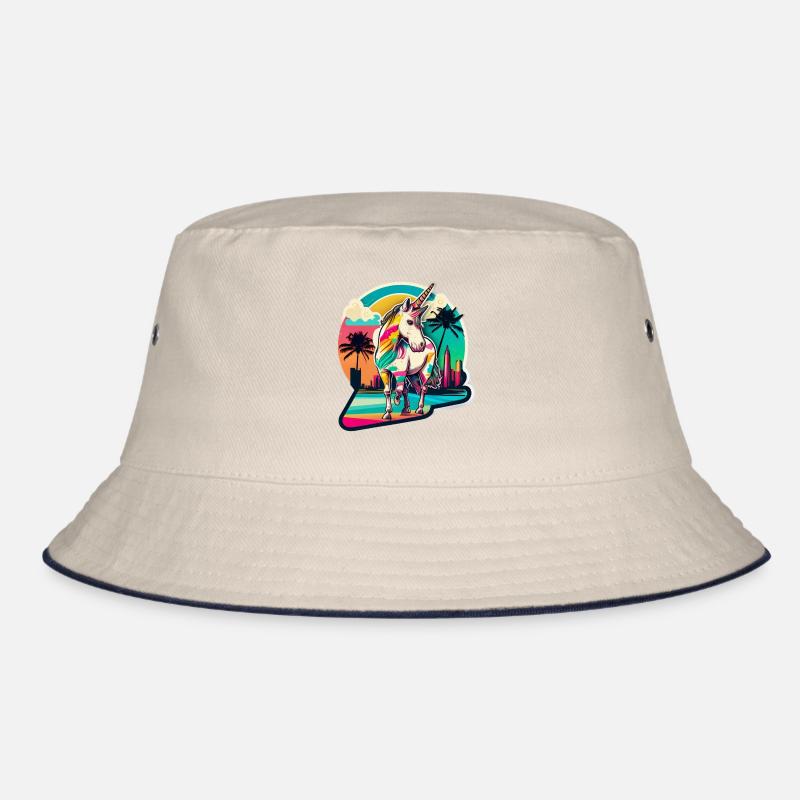 Regenbogen Hipster Einhorn mit Sonnenbrille Bucket Hat