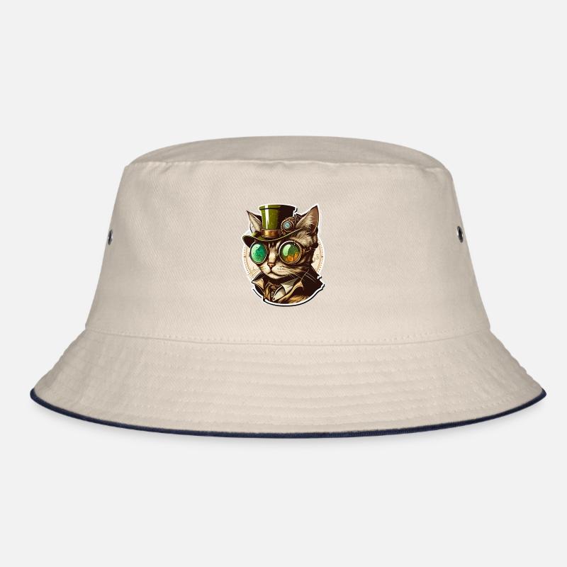 Steampunk Katze mit Hut und Brille Bucket Hat
