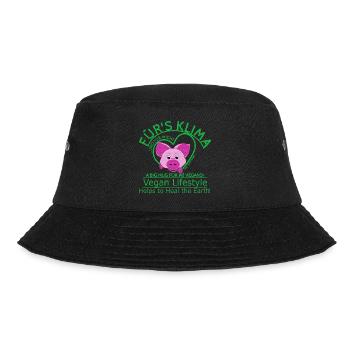 Klima männl.Schwein Vegan SabineVegan - Bucket Hat - Schwarz - Vorne - Lela (165cm)