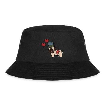 Pug Children School Birthday Gift Dogs - Bucket Hat - black - Front - Lela (165cm)