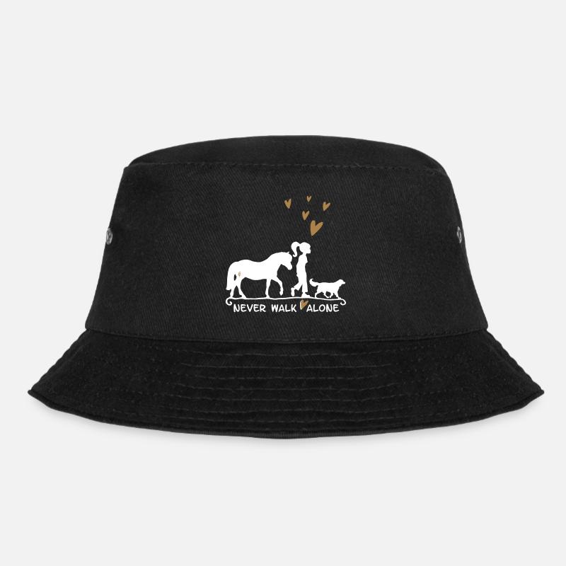 Neverwalkalone mit Pferd, Hund, Liebe - zweifarbig - Bucket Hat - Schwarz