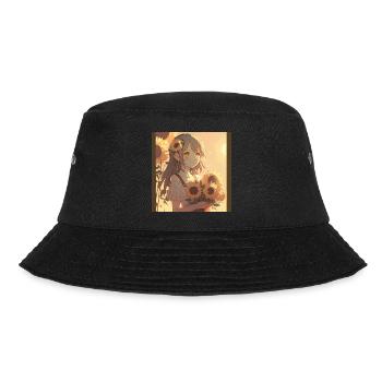 Anime Girl Anime Girl Waifu Otaku Sunflowers - Bucket Hat - black - Front - Lela (165cm)