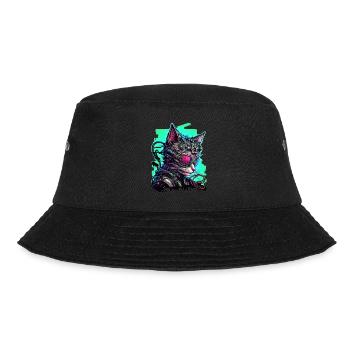 Cybernetic cat with aviator goggles - Bucket Hat - black - Front - Lela (165cm)