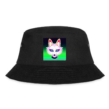 Kitsun Vaporwave Japanese Kami Vaporwave Kitsune - Bucket Hat - black - Front - Lela (165cm)