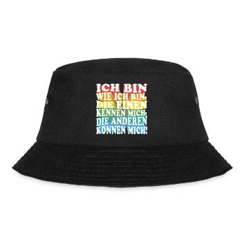 Ich bin wie ich bin - Adenauer Zitat in 3D Text - Bucket Hat - Schwarz - Vorne - Lela (165cm)
