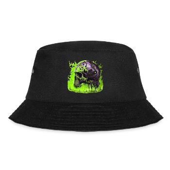 Gruseliger Helloween Schädel Skull - Bucket Hat - Schwarz - Vorne - Lela (165cm)