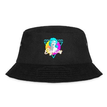 80er Musik Nostalgie Leuchtreklame - Bucket Hat - Schwarz - Vorne - Lela (165cm)