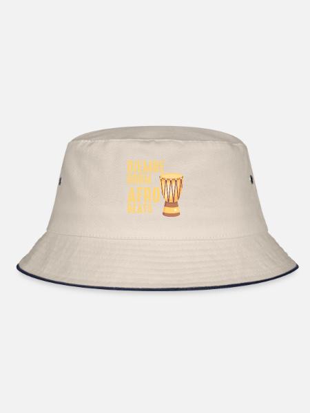 Djembe Player Drummer Music Drum Musician - Bucket Hat - ecru/navy - Front