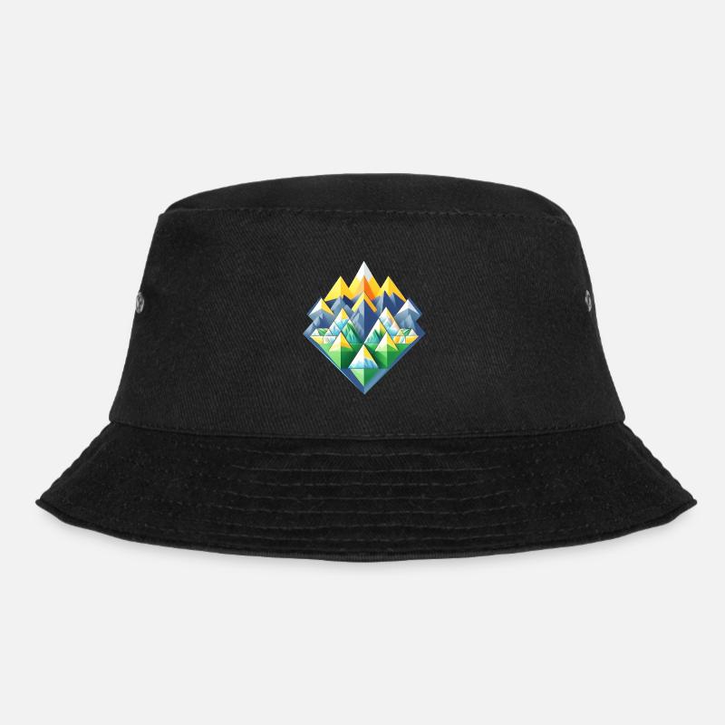 Vektor Berge 01 - Bucket Hat - Schwarz
