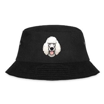 Groß Pudel Kopf Comic Cartoon Hund Hunde - Bucket Hat - Schwarz - Vorne - Lela (165cm)