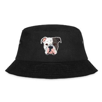 American Bulldog Kopf Comic Cartoon Hund - Bucket Hat - Schwarz - Vorne - Lela (165cm)