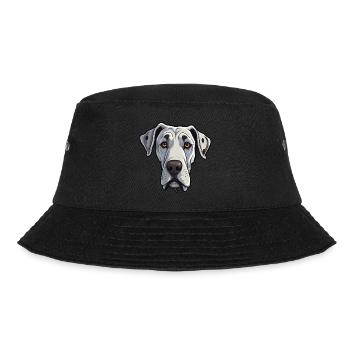 Deutsche Dogge Kopf Comic Cartoon Hundefreund - Bucket Hat - Schwarz - Vorne - Lela (165cm)