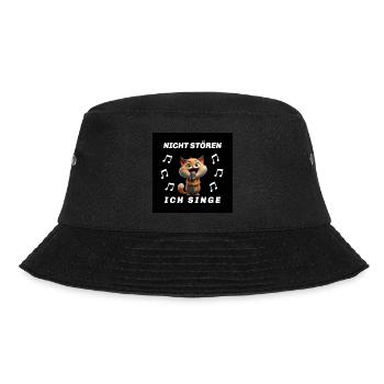Nicht stören ich Singe Lustiges Katzen Motiv - Bucket Hat - Schwarz - Vorne - Lela (165cm)