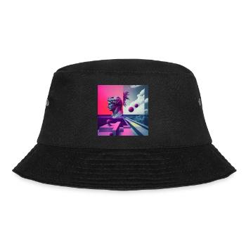 Ein Vaporwave Fusion von Moderne und der Antike - Bucket Hat - Schwarz - Vorne - Lela (165cm)