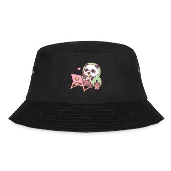 Cute Panda Chilling With Noodles And Bubble Tea - Bucket Hat - black - Front - Lela (165cm)