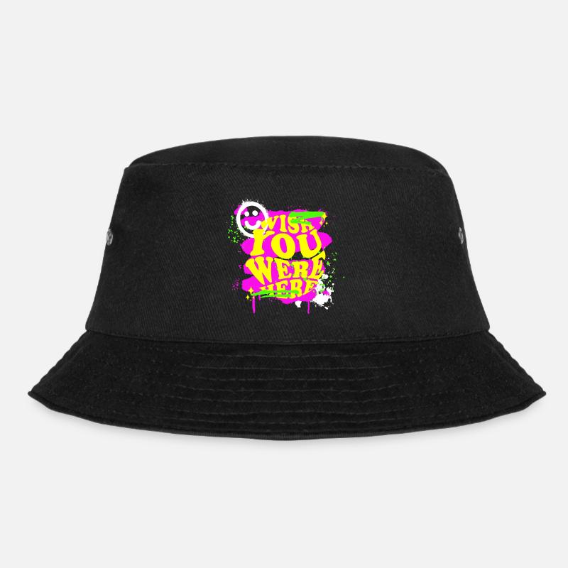Ich wünschte, du wärst verzerrt hier!!! - Bucket Hat - Schwarz