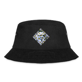 White flowers - Bucket Hat - black - Front - Lela (165cm)