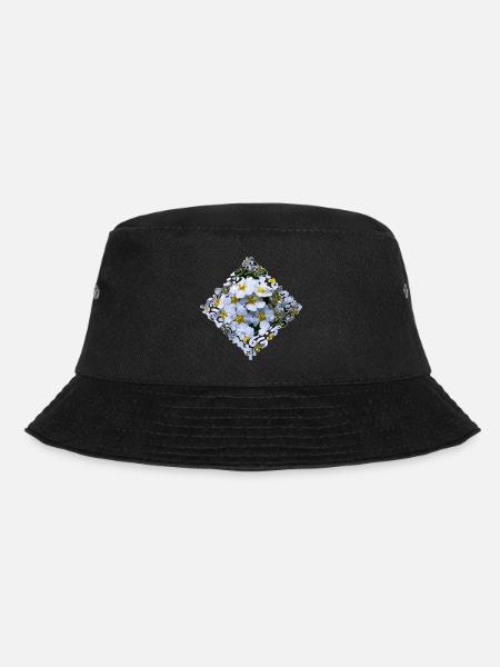 White flowers - Bucket Hat - black