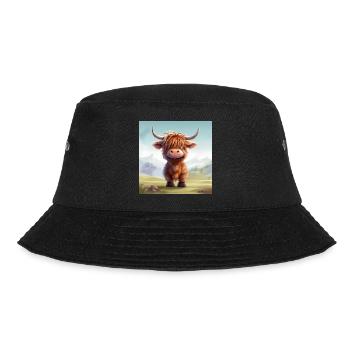 CUTE HIGHLAND COW Design - Bucket Hat - Schwarz - Vorne - Lela (165cm)