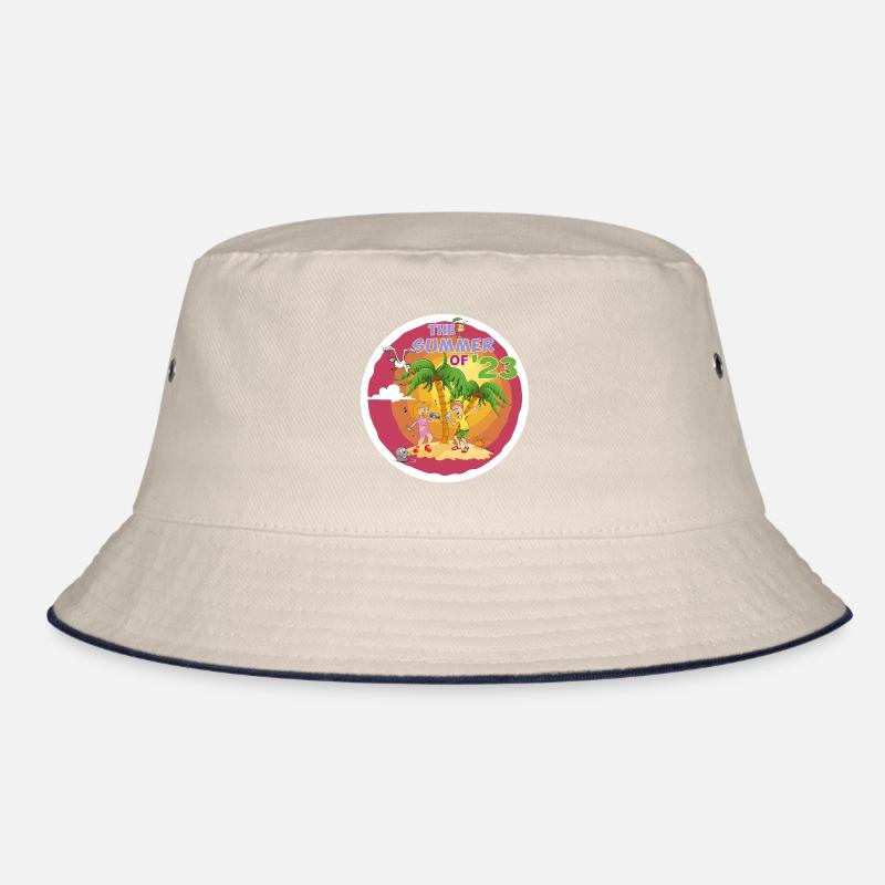 Der schöne Sommer 2023. Bunte Illustration. Bucket Hat