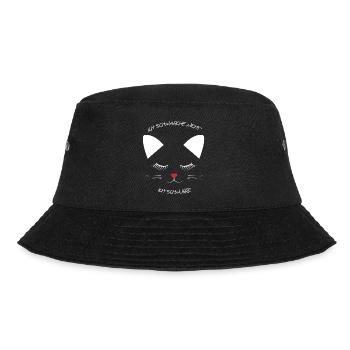 Ich schnarche nicht ich schnurre Katzengesicht - Bucket Hat - Schwarz - Vorne - Lela (165cm)