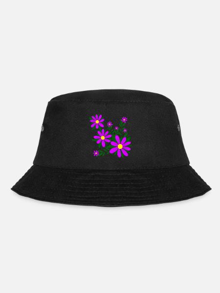 Blütenmuster Blumenranke Margerite Blüte floral - Bucket Hat - Schwarz