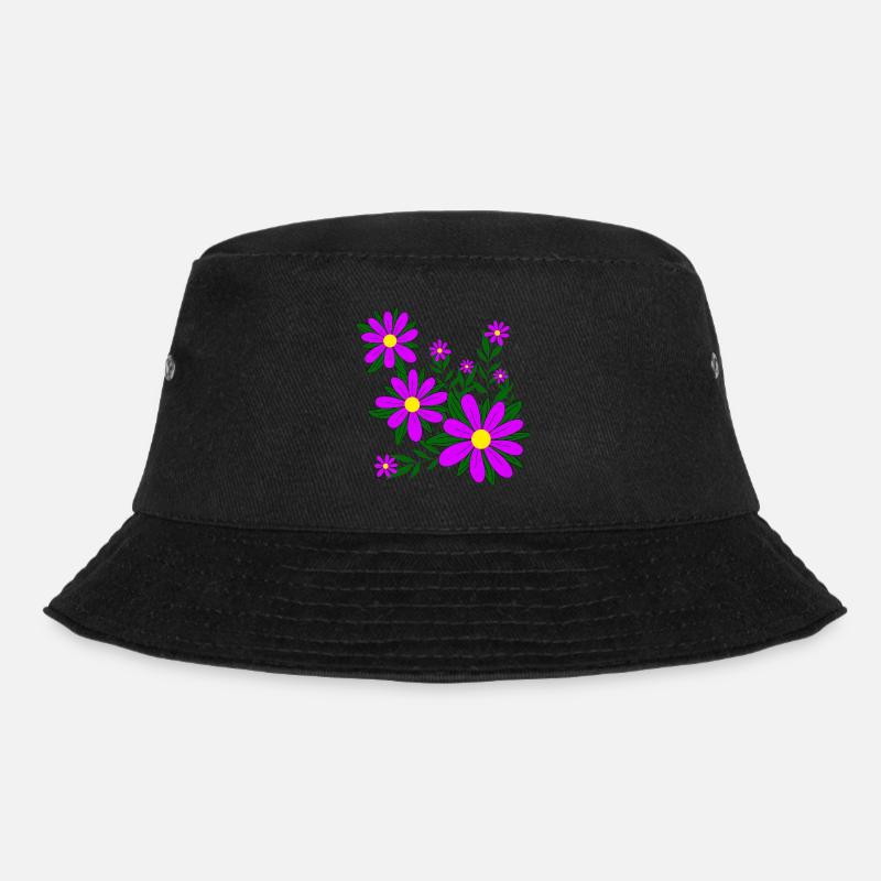 Blütenmuster Blumenranke Margerite Blüte floral - Bucket Hat - Schwarz