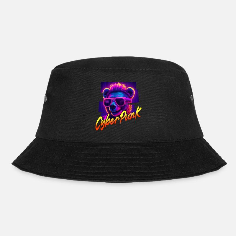 Cyberpunk-Bär - Bucket Hat - Schwarz