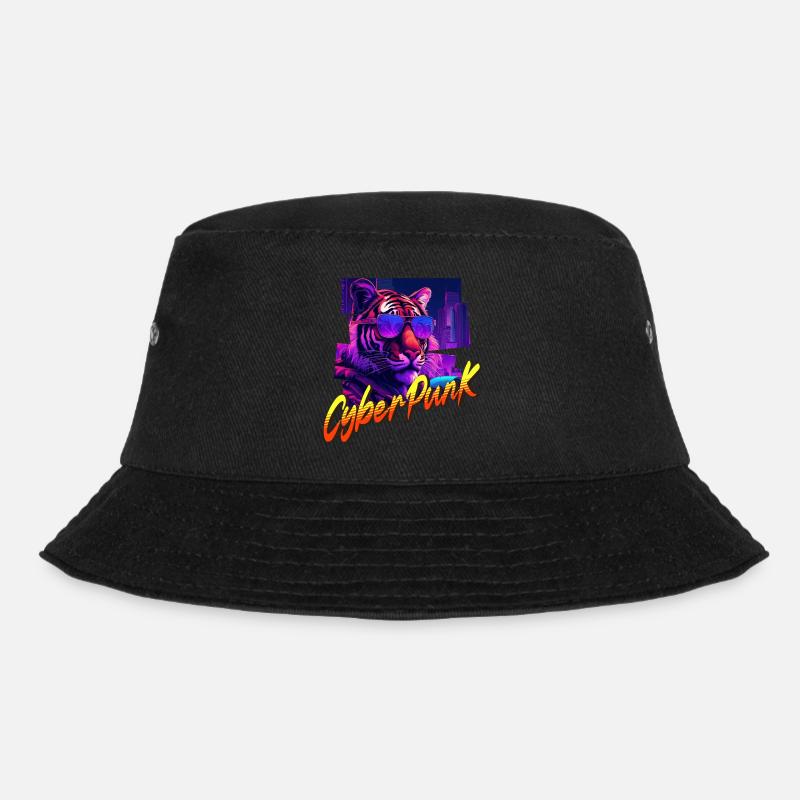Cyberpunk Tiger - Bucket Hat - Schwarz