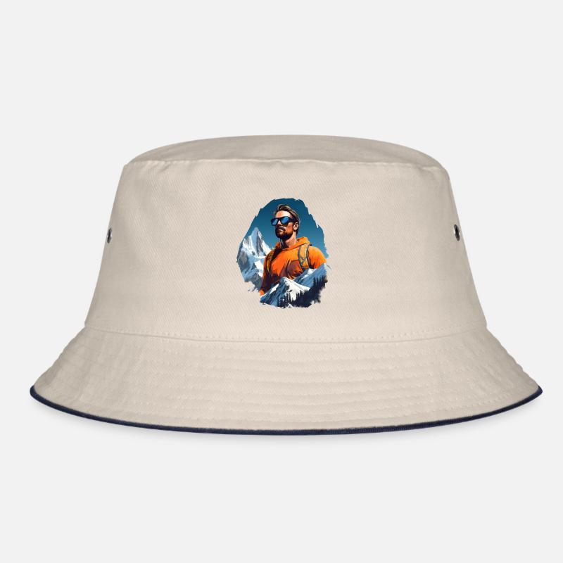 Mountaineer vintage illustration climbing man Bucket Hat