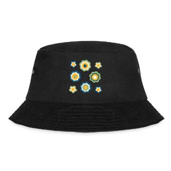 70s Flower Pattern Green - Bucket Hat - black - Front - Lela (165cm)