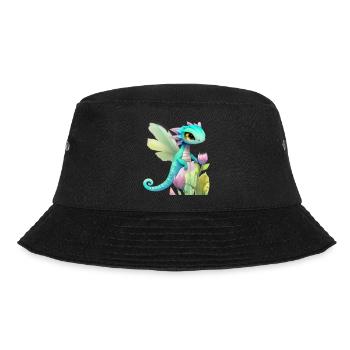 Kawaii Dragon Cartoon sur Fleur Rose - Bob - noir - Devant - Lela (165cm)