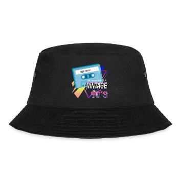 90s vintage style: Hiphop cassette trend - Bucket Hat - black - Front - Lela (165cm)