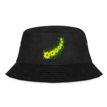 Sunflower Flower Vine Yellow Sunflower Pattern - Bucket Hat - black - Front - Lela (165cm)