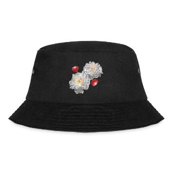 Pfingstrosen, Blumenmotive, gartenliebhaber - Bucket Hat - Schwarz - Vorne - Lela (165cm)