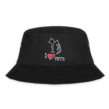 Cat I Love Pets Dog Statement Animals - Bucket Hat - black - Front - Lela (165cm)