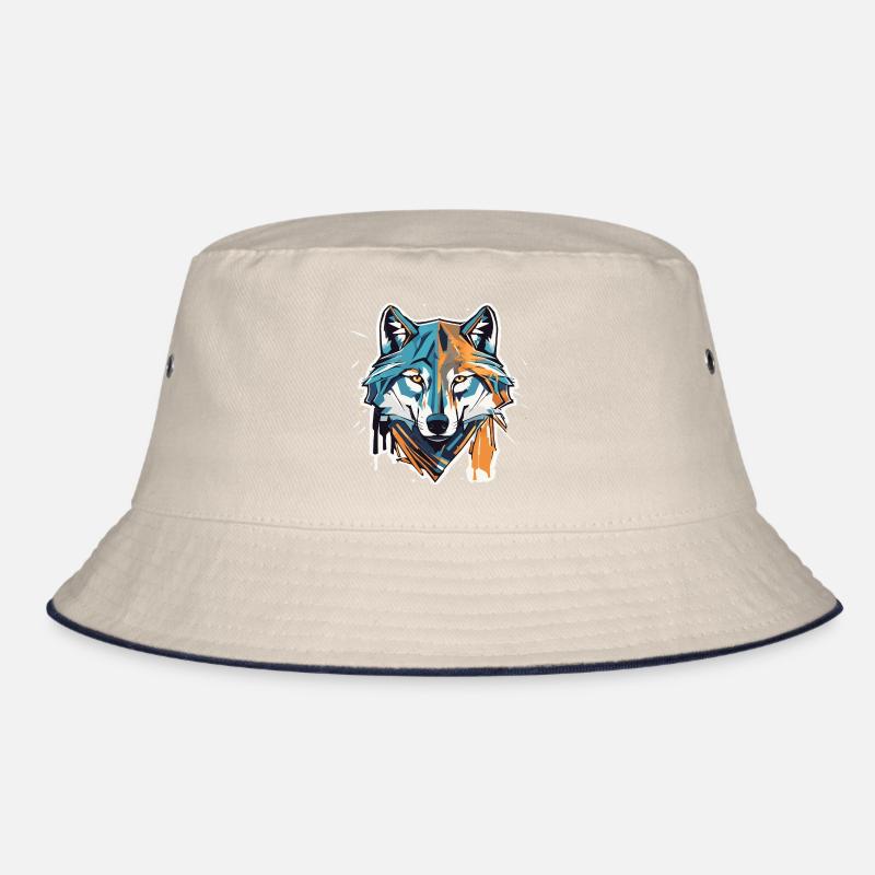 Geometric Wolf Head Bucket Hat