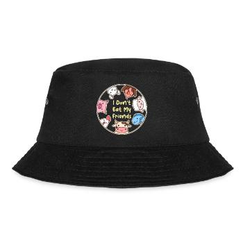 Friends Pig Fish Cow Design for Vegans - Bucket Hat - black - Front - Lela (165cm)