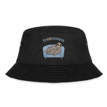 Pensionärin - Pen(n)sionärin - Pennsion - Pension - Bucket Hat - Schwarz - Vorne - Lela (165cm)