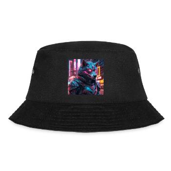 Cyberpunk-Wolf - Bucket Hat - Schwarz - Vorne - Lela (165cm)