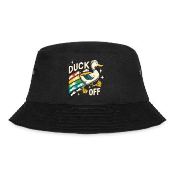 Duck Hunter Pun, Duck Off, Retro Waterfowl Duck - Bucket Hat - Schwarz - Vorne - Lela (165cm)