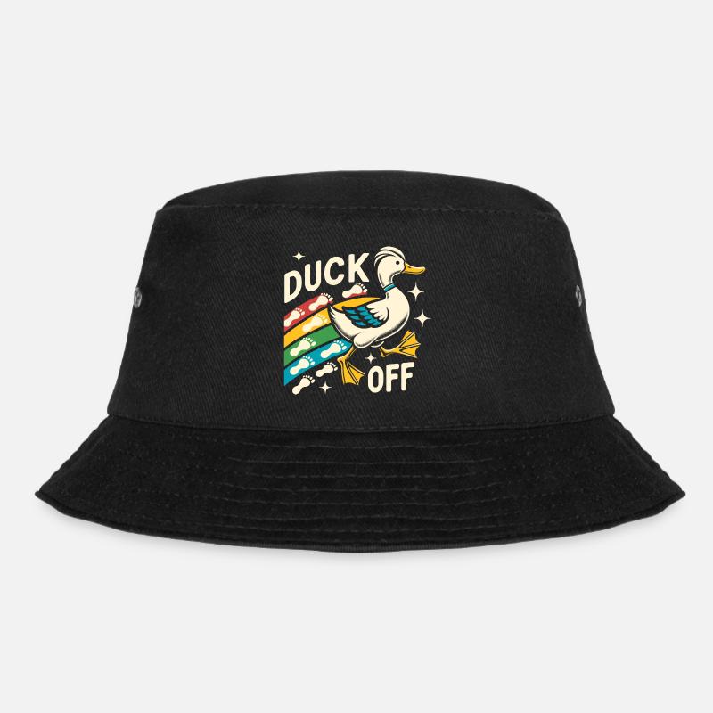 Duck Hunter Pun, Duck Off, Retro Waterfowl Duck - Bucket Hat - Schwarz