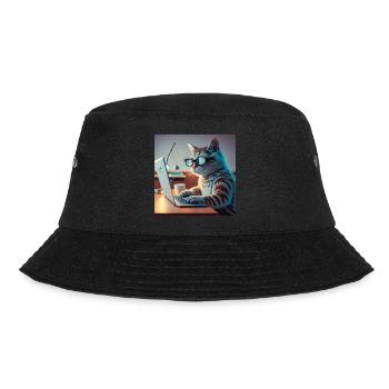 funny cat typing laptop - Bucket Hat - black - Front - Lela (165cm)