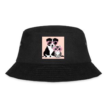 cat and dog in pink glasses - Bucket Hat - black - Front - Lela (165cm)