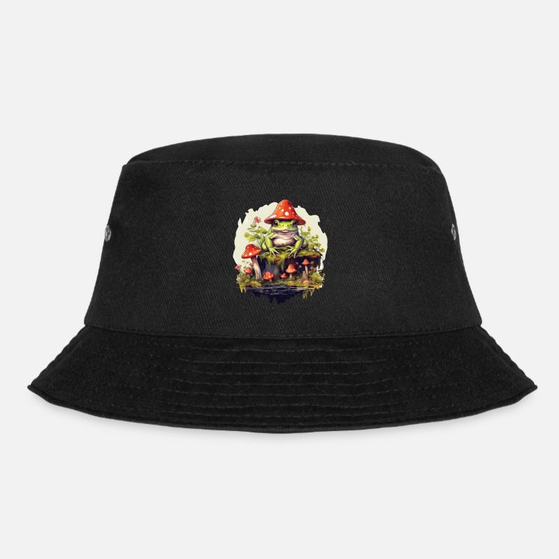 frosch cottagecore pilz - Bucket Hat - Schwarz