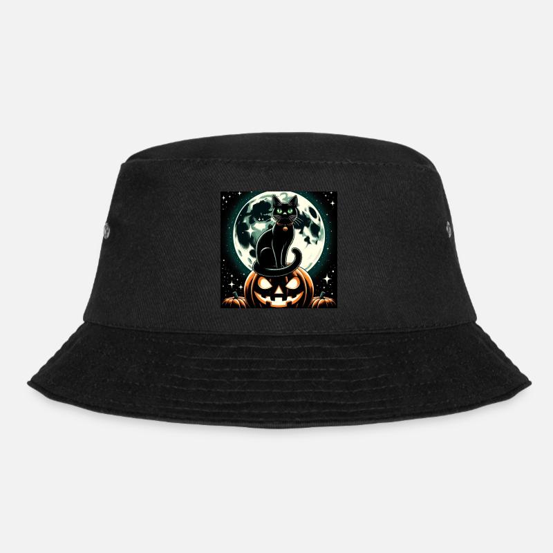 Cat and Halloween - Bucket Hat - black
