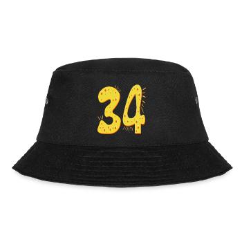 ZAHL 34 Jahre alt - VIERUNDDREIßIG GEBURTSTAG KÄSE - Bucket Hat - Schwarz - Vorne - Lela (165cm)