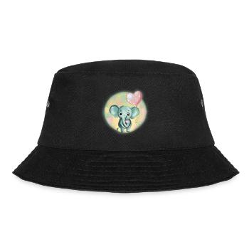 Süßes Elefantenbaby mit Luftballon - Geschenkidee - Bucket Hat - Schwarz - Vorne - Lela (165cm)