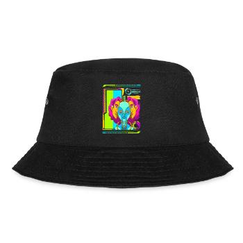 Cyberpunk Retro Synthwave Futuristisch - Bucket Hat - Schwarz - Vorne - Lela (165cm)