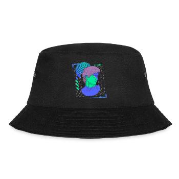 Cyborg Streetwear Synthwave Scifi - Bucket Hat - Schwarz - Vorne - Lela (165cm)